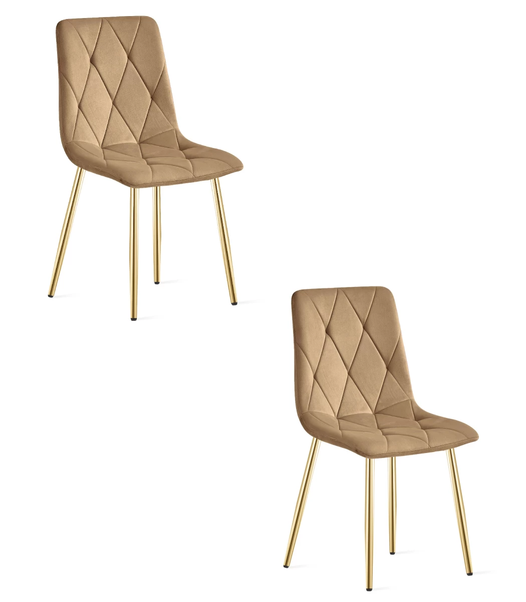 libra Kėdė - Rudas Aksomas / Aukso Spalvos Kojos X 2