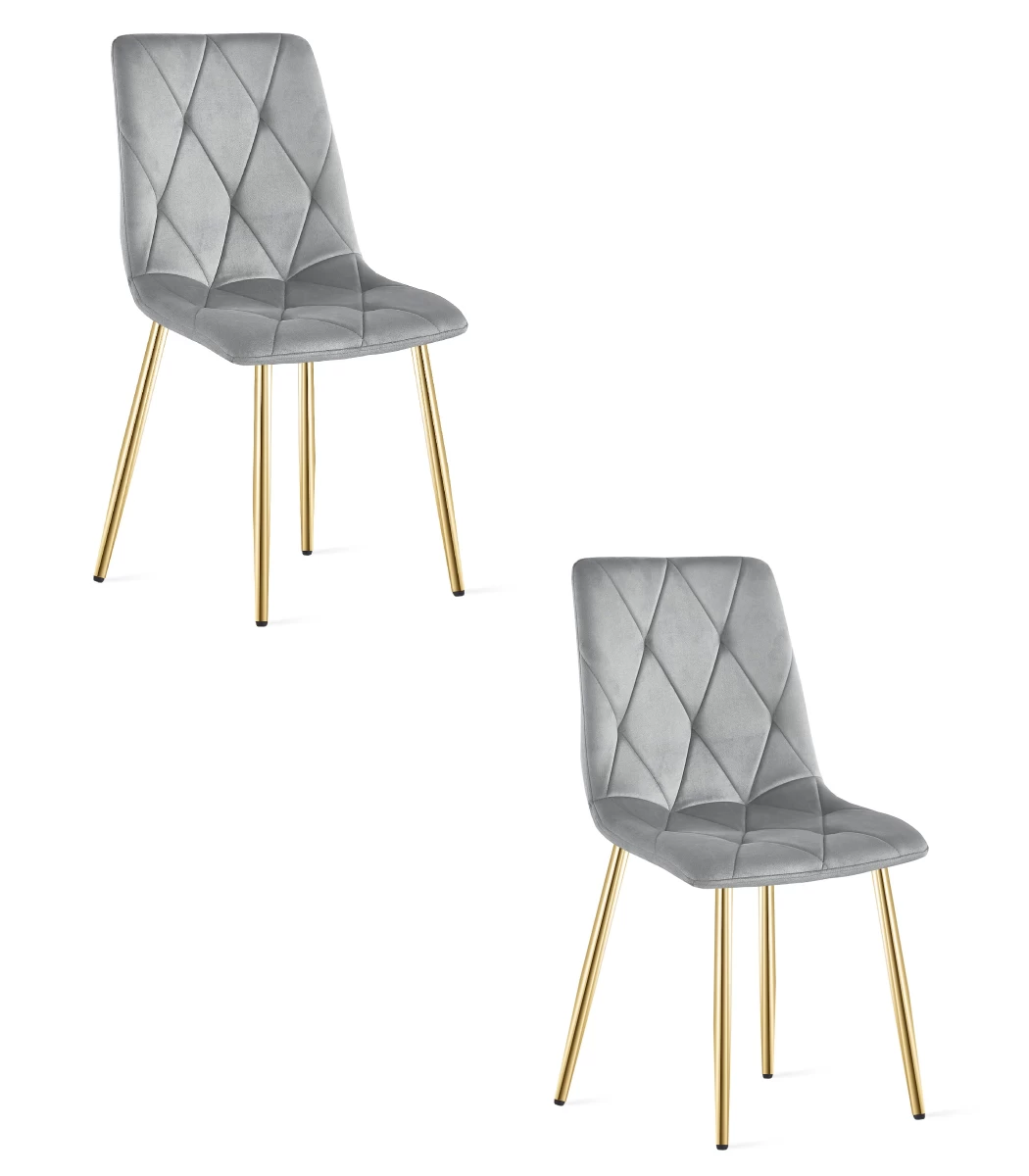 Libra Kėdė - šviesiai Pilkas Aksomas / Auksinės Kojos X 2
