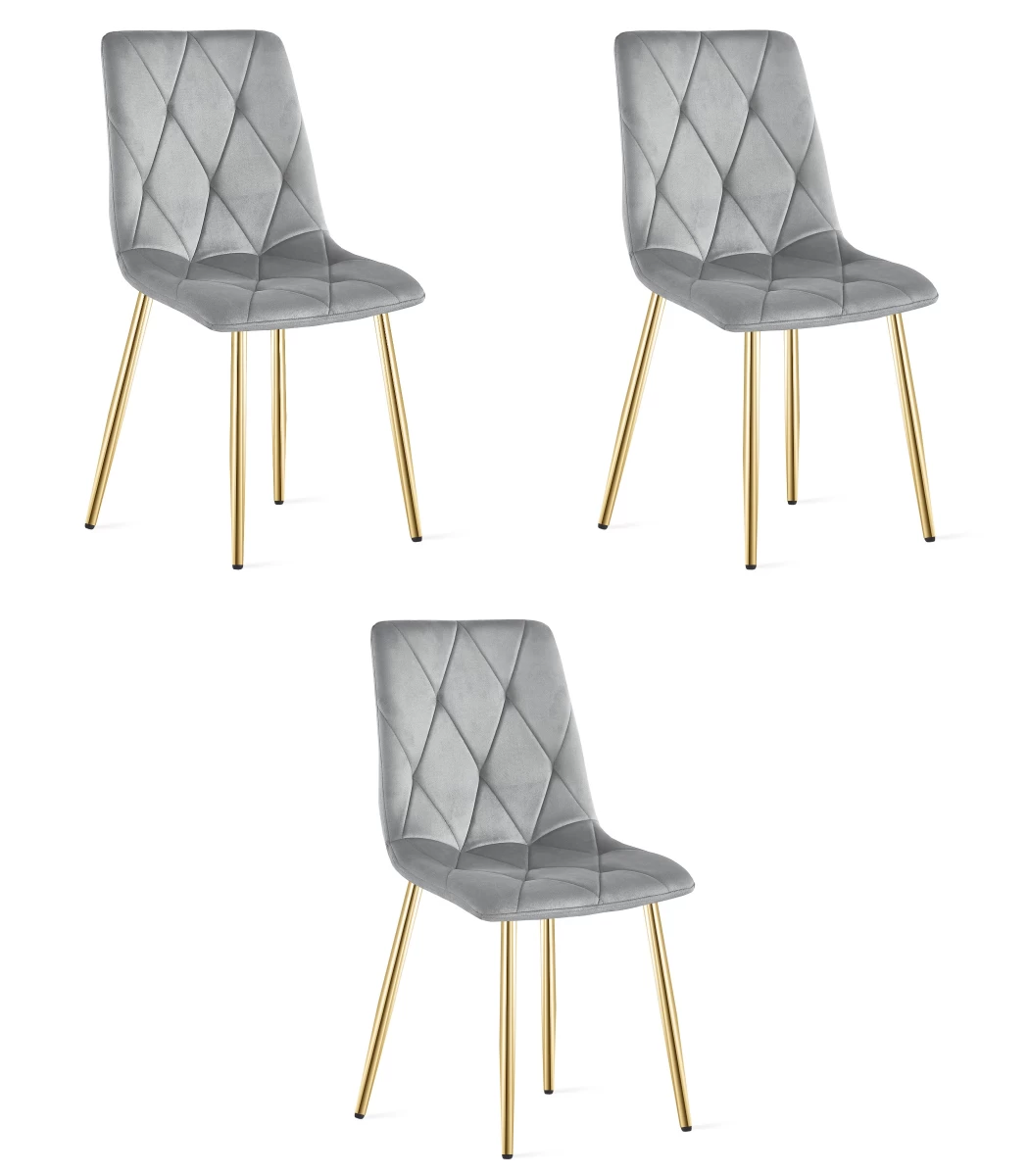 Libra Kėdė - šviesiai Pilkas Aksomas / Auksinės Kojos X 3