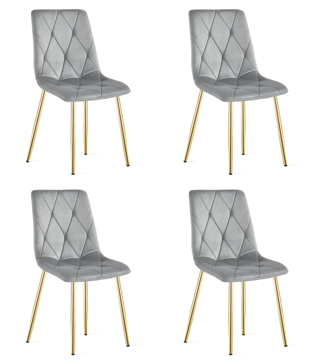 Libra Kėdė - šviesiai Pilkas Aksomas / Auksinės Kojos X 4