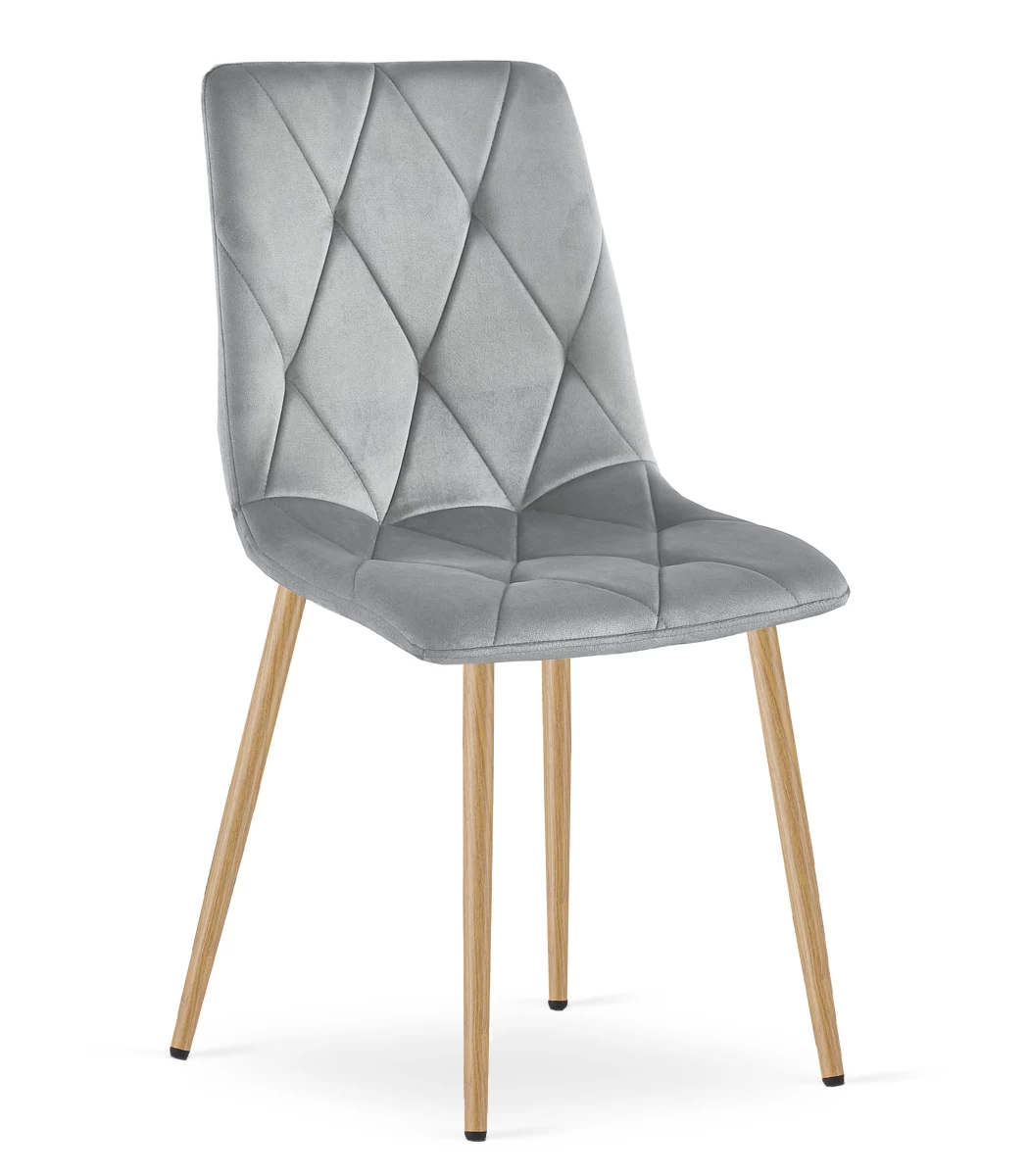 libra Kėdė - šviesiai Pilkas Aksomas / Medžio Spalvos Kojos X 2