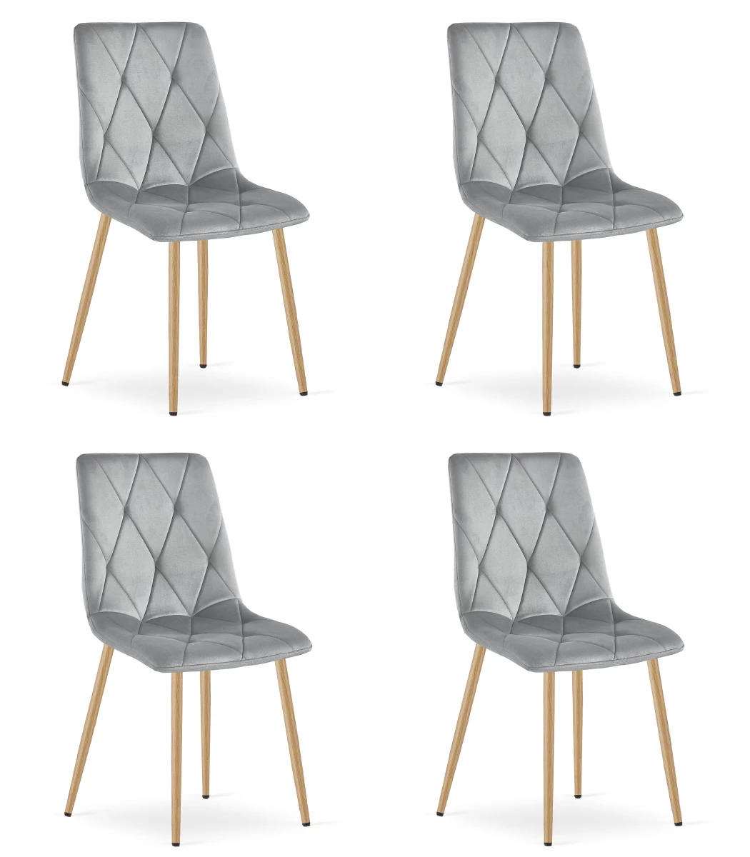 libra Kėdė - šviesiai Pilkas Aksomas / Medžio Spalvos Kojos X 4