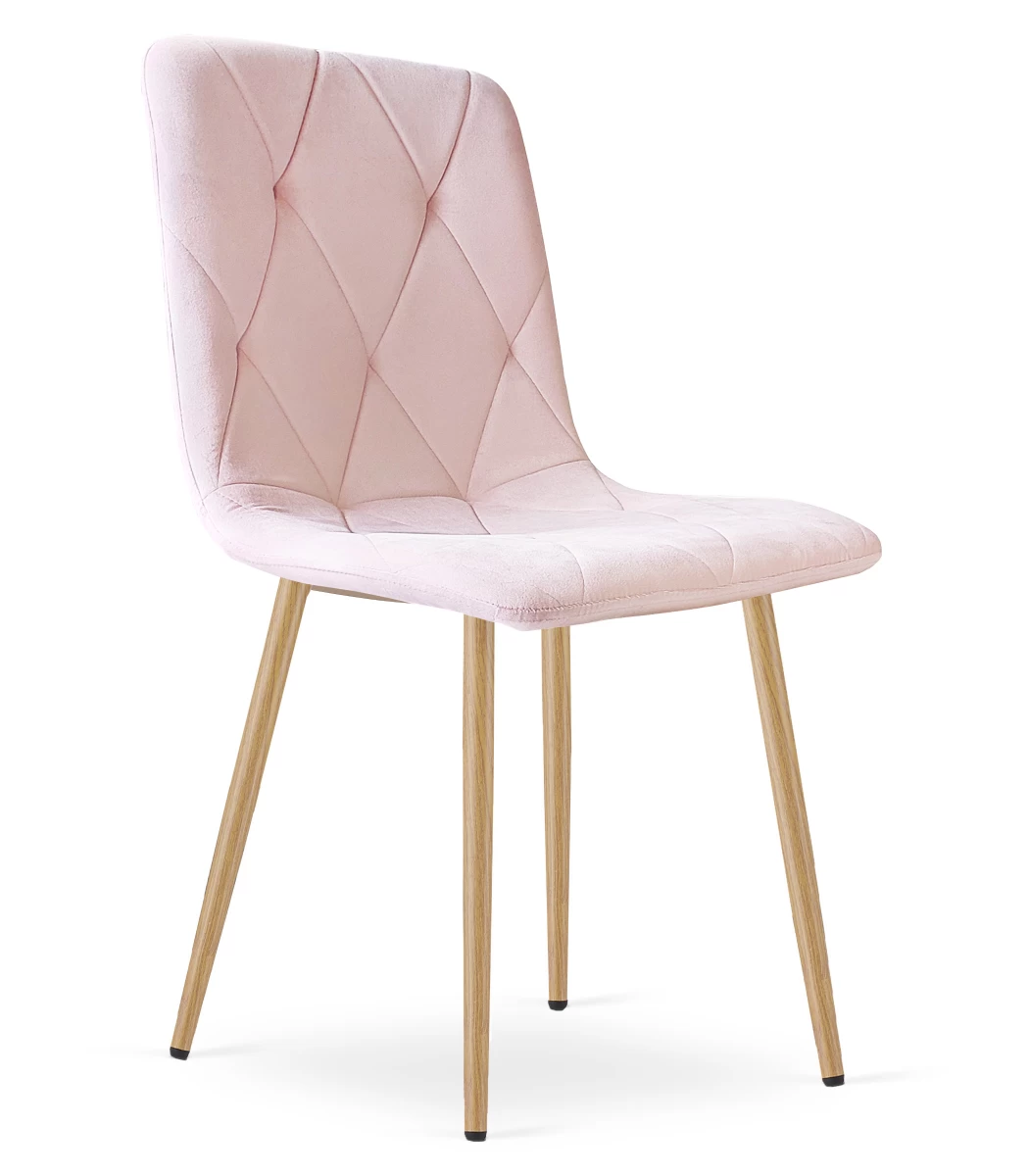 libra Kėdė - šviesiai Rausvas Aksomas / Medžio Spalvos Kojos X 1