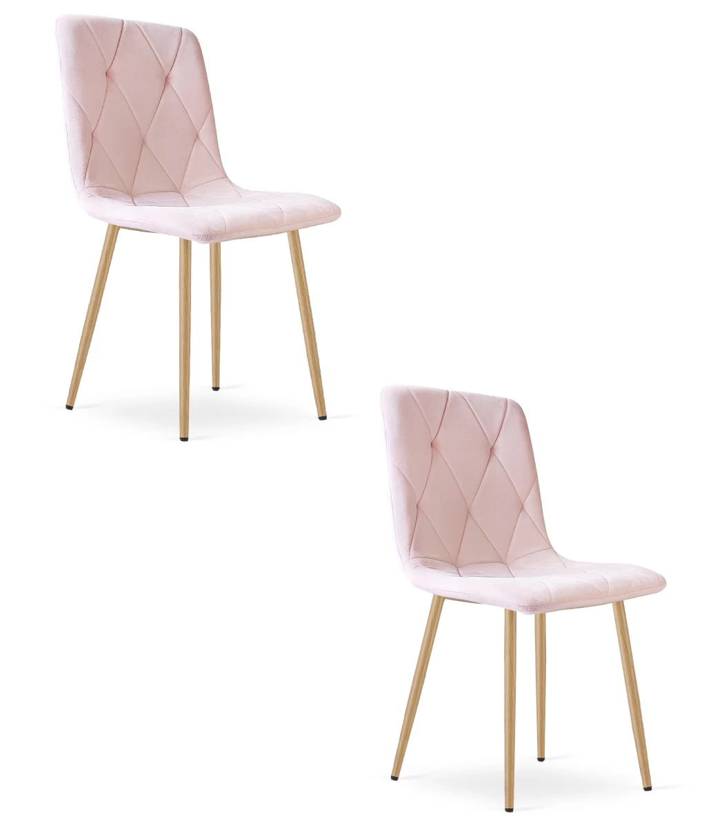 libra Kėdė - šviesiai Rausvas Aksomas / Medžio Spalvos Kojos X 2