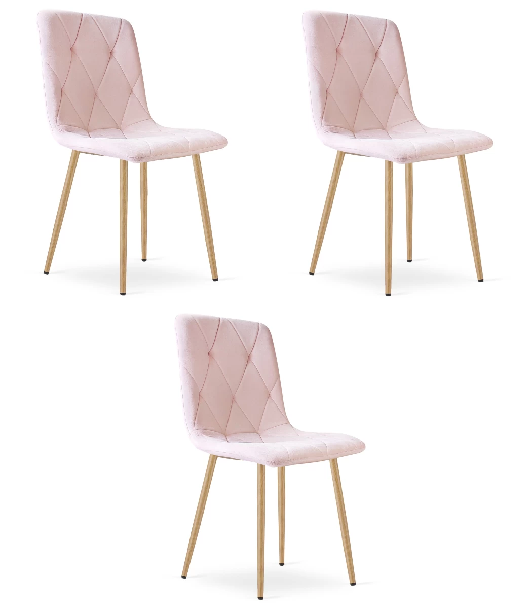 libra Kėdė - šviesiai Rausvas Aksomas / Medžio Spalvos Kojos X 3