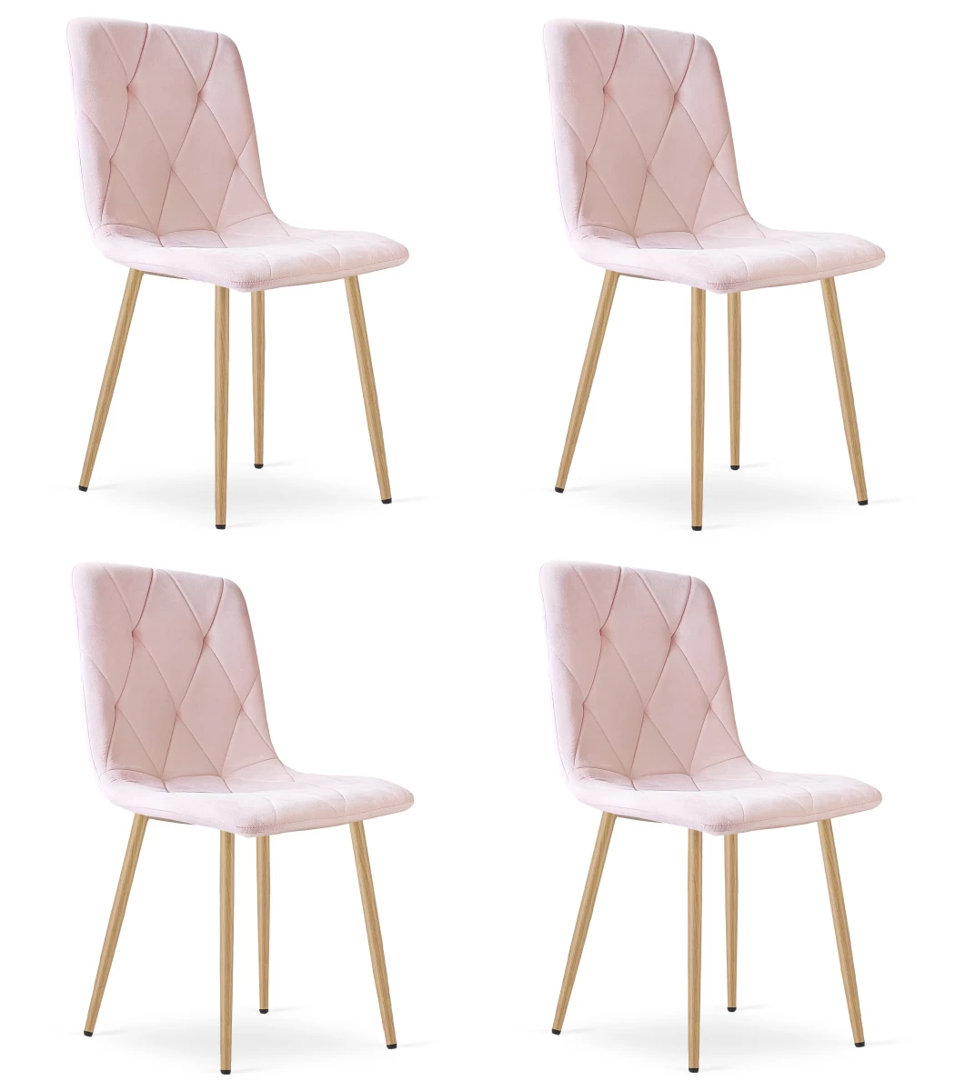 libra Kėdė - šviesiai Rožinis Aksomas / Medžio Spalvos Kojos X 4