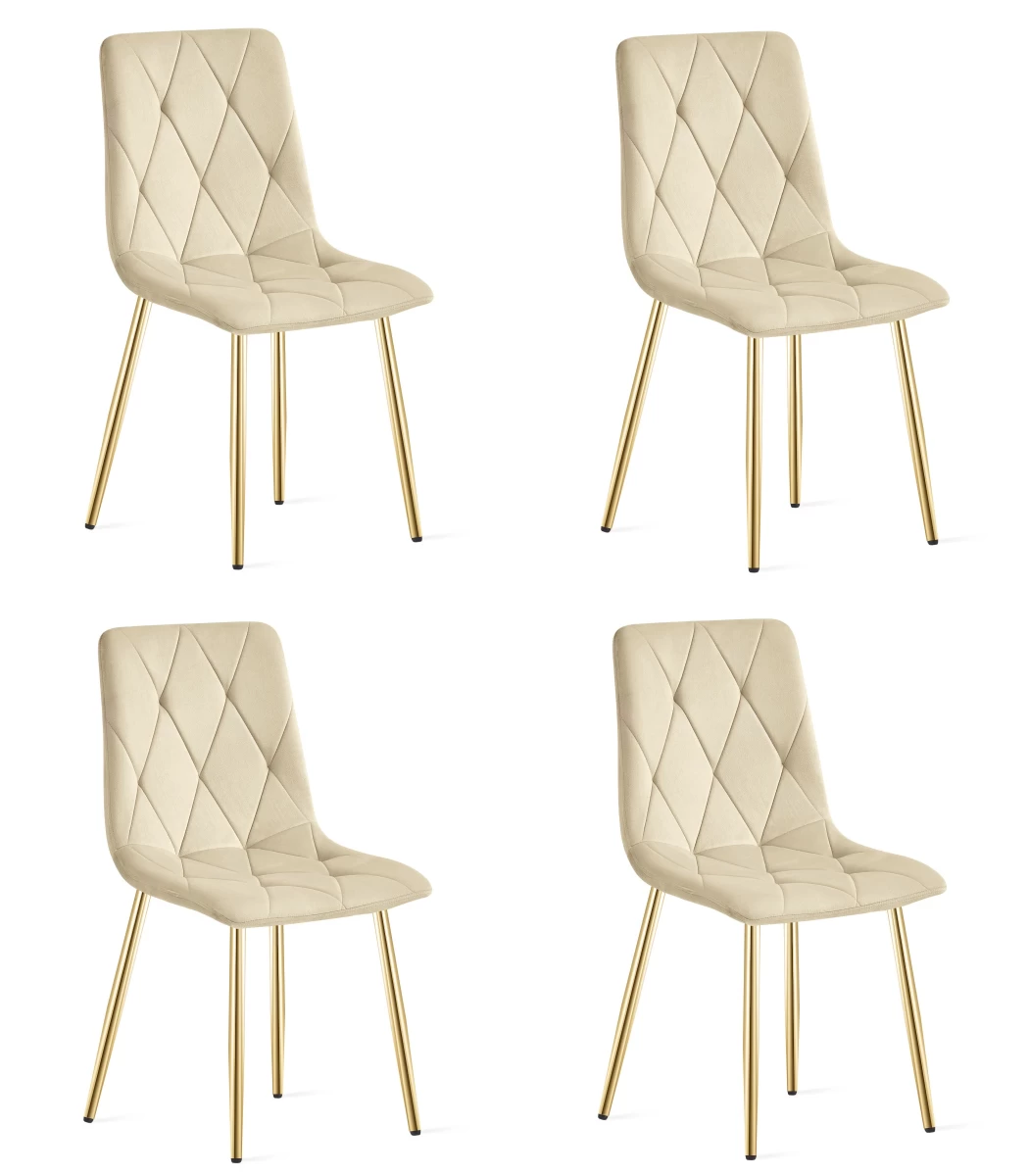 libra Kėdė - šviesiai Smėlio Spalvos Aksomas / Aukso Spalvos Kojos X 4