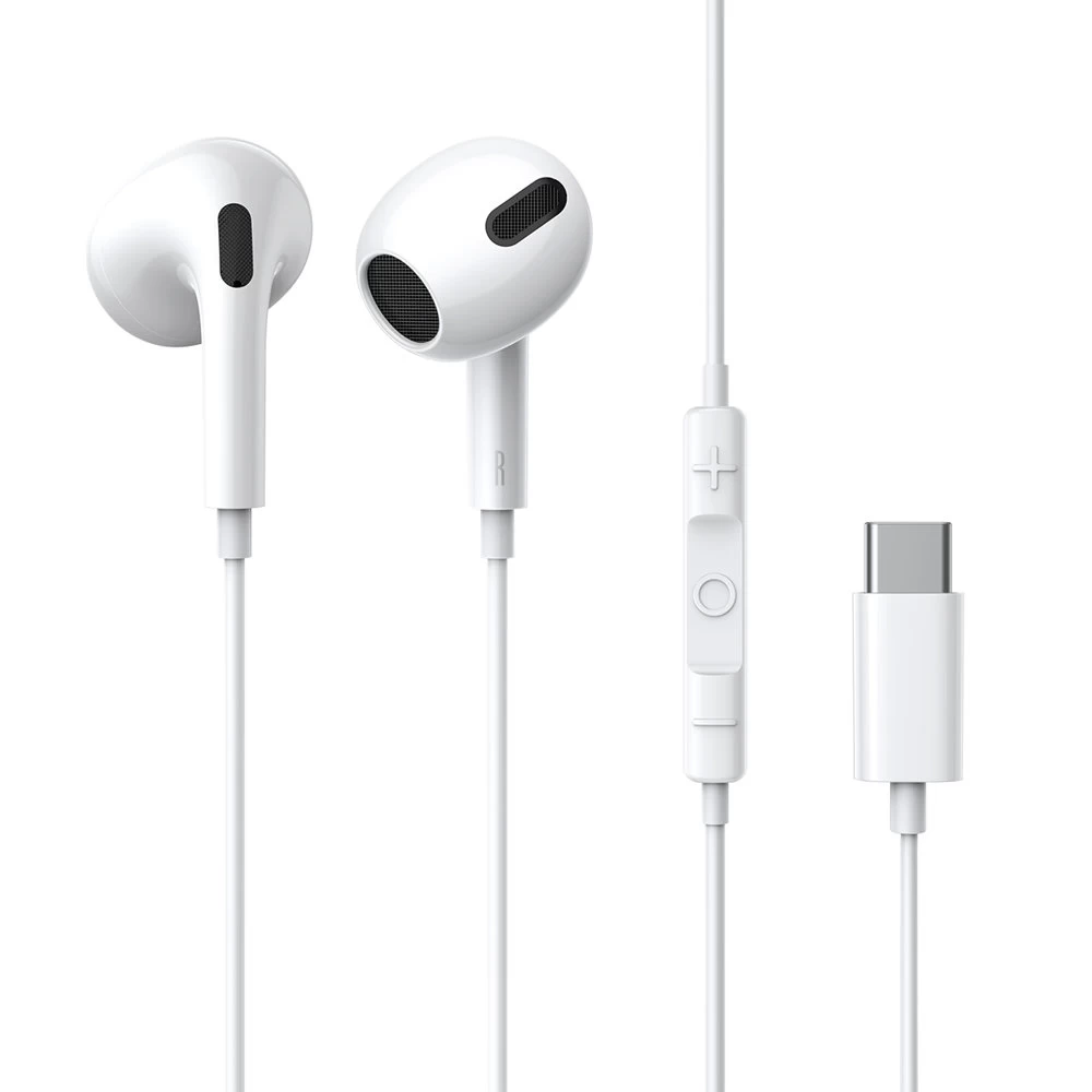 Linijinės Ausinės Su Mikrofonu Usb-c Encok C17, Baltos Spalvos