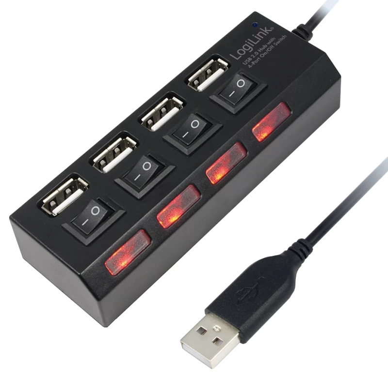 Logilink Usb šakotuvas Usb 2.0 4 Prievadai Su Jungikliu