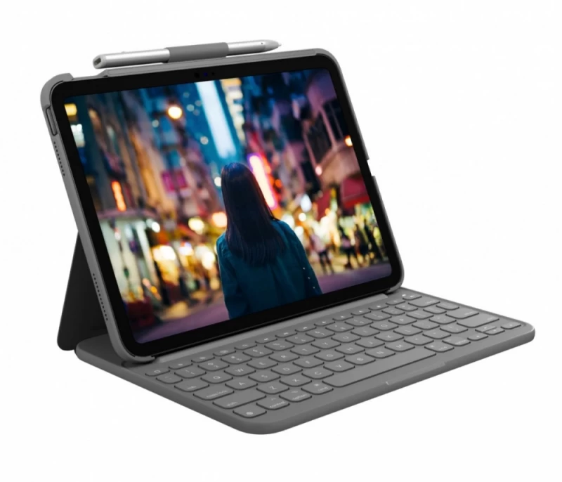 Logitech Slim Folio Keyboard Case For Ipad 10th Generation Uk Grey 920-011429 Logitech Slim Folio Keyboard Case For Ipad 10th Generation Uk Grey 920-011429