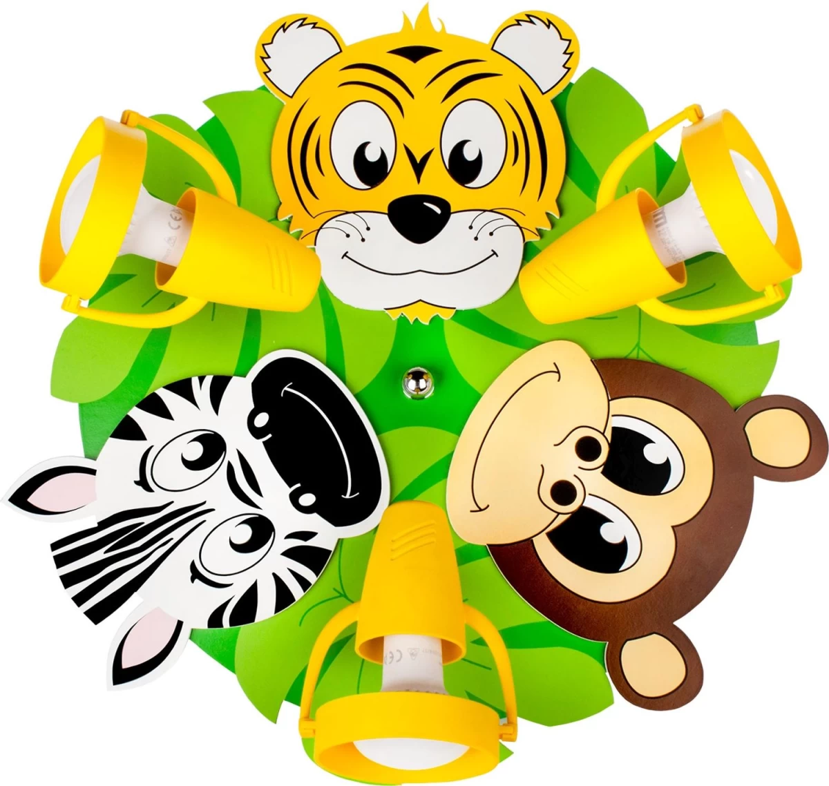 Lubų šviestuvas, Plafonas, Gyvūnai, Safari, Beždžionė, Zebras, Tigras, Spalvingas