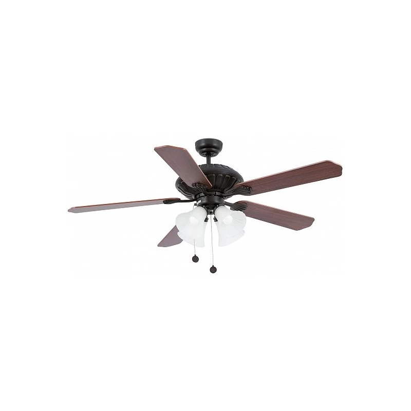 Lubų ventiliatorius Faro Corso, su šviestuvu, rudos spalvos