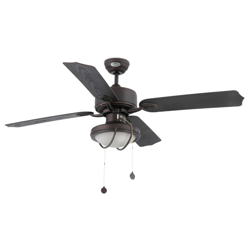 Lubų ventiliatorius Faro Hierro, su šviestuvu, rudos spalvos