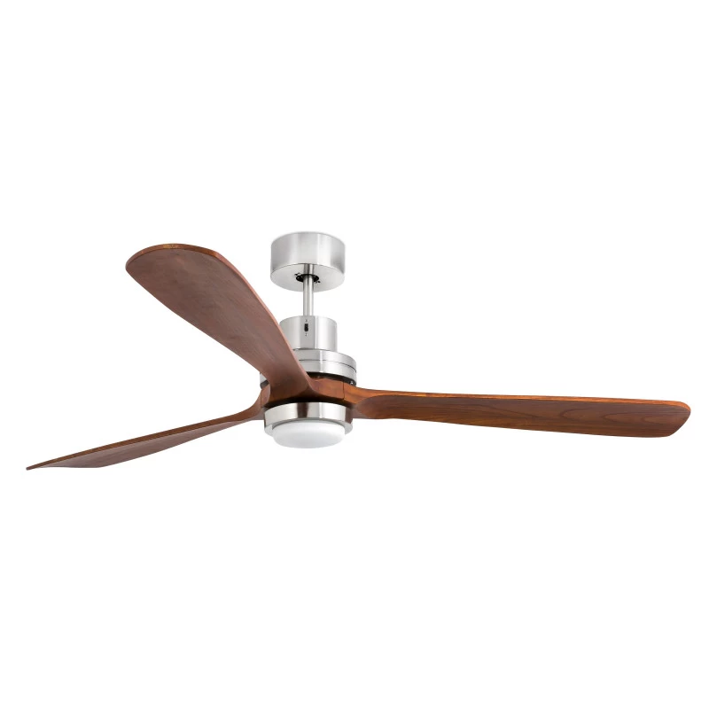 Lubų ventiliatorius Faro Lantau-G, su šviestuvu, nikelio spalvos