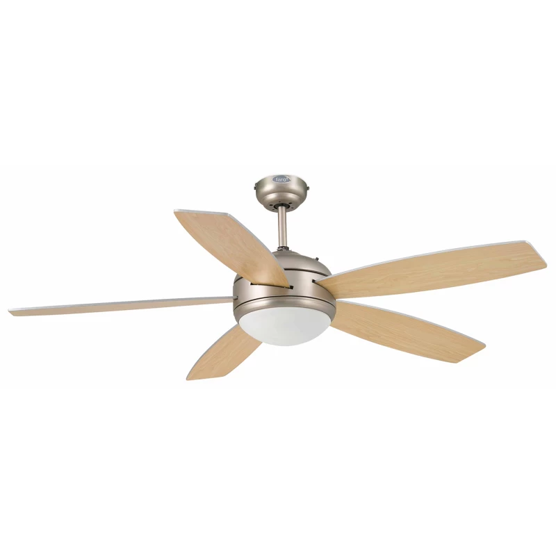 Lubų ventiliatorius Faro Vanu, su šviestuvu, nikelio spalvos