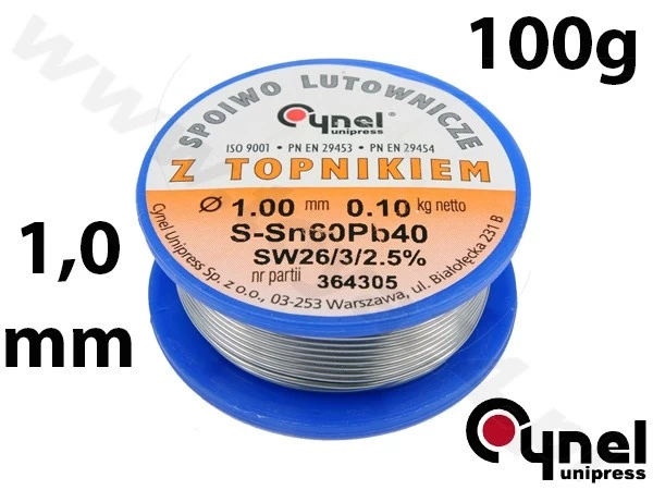 Lydmetalio viela Ø 1,00mm. 100g su fliusu (76810)