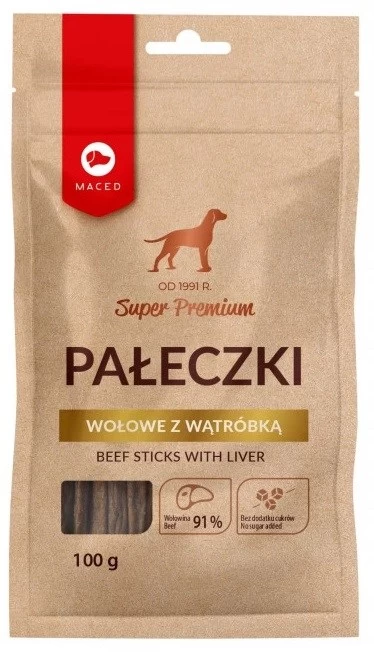 MACED jautienos skanėstai šunims su kepenimis, 100 g