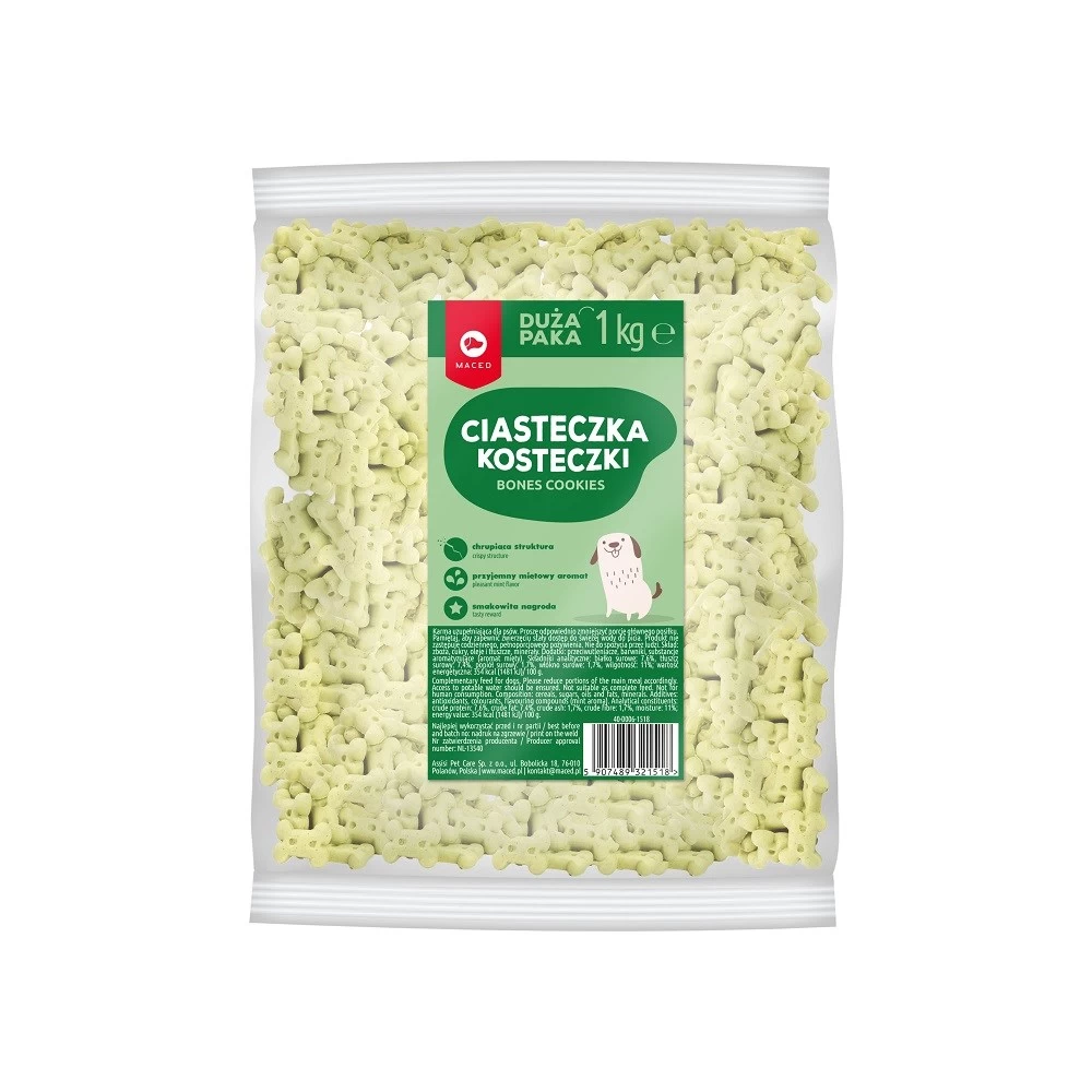MACED Puppy Mint Bones Sausainiai Šunims, 1 kg