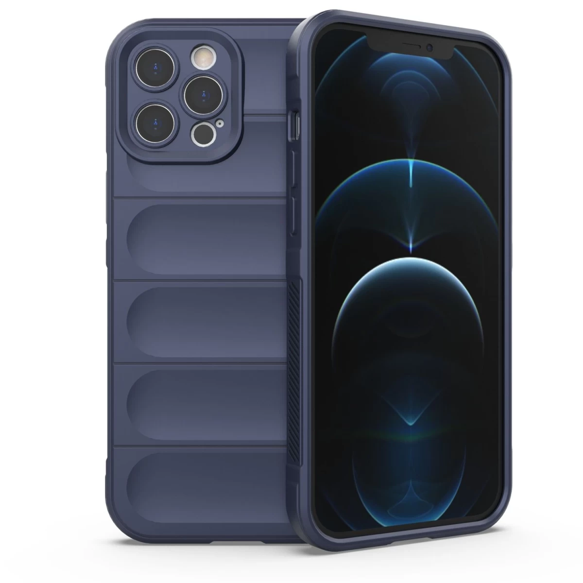 magic Shield Dėklas iphone 12 Pro Max, Minkštas Ekranuotas Tamsiai Mėlynas Dėklas