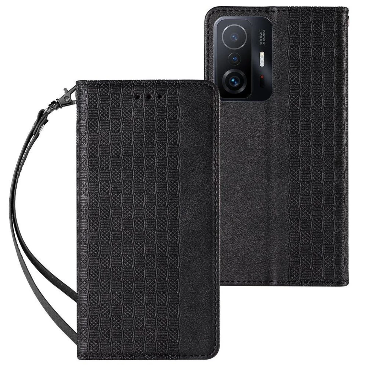 Magnetinio Dirželio Dėklas xiaomi Redmi Note 11 Piniginės Dėklas + Mini Dirželio Dirželis Juodas Magnetinio Dirželio Dėklas xiaomi Redmi Note 11 Piniginės Dėklas + Mini Dirželio Dirželis Juodas