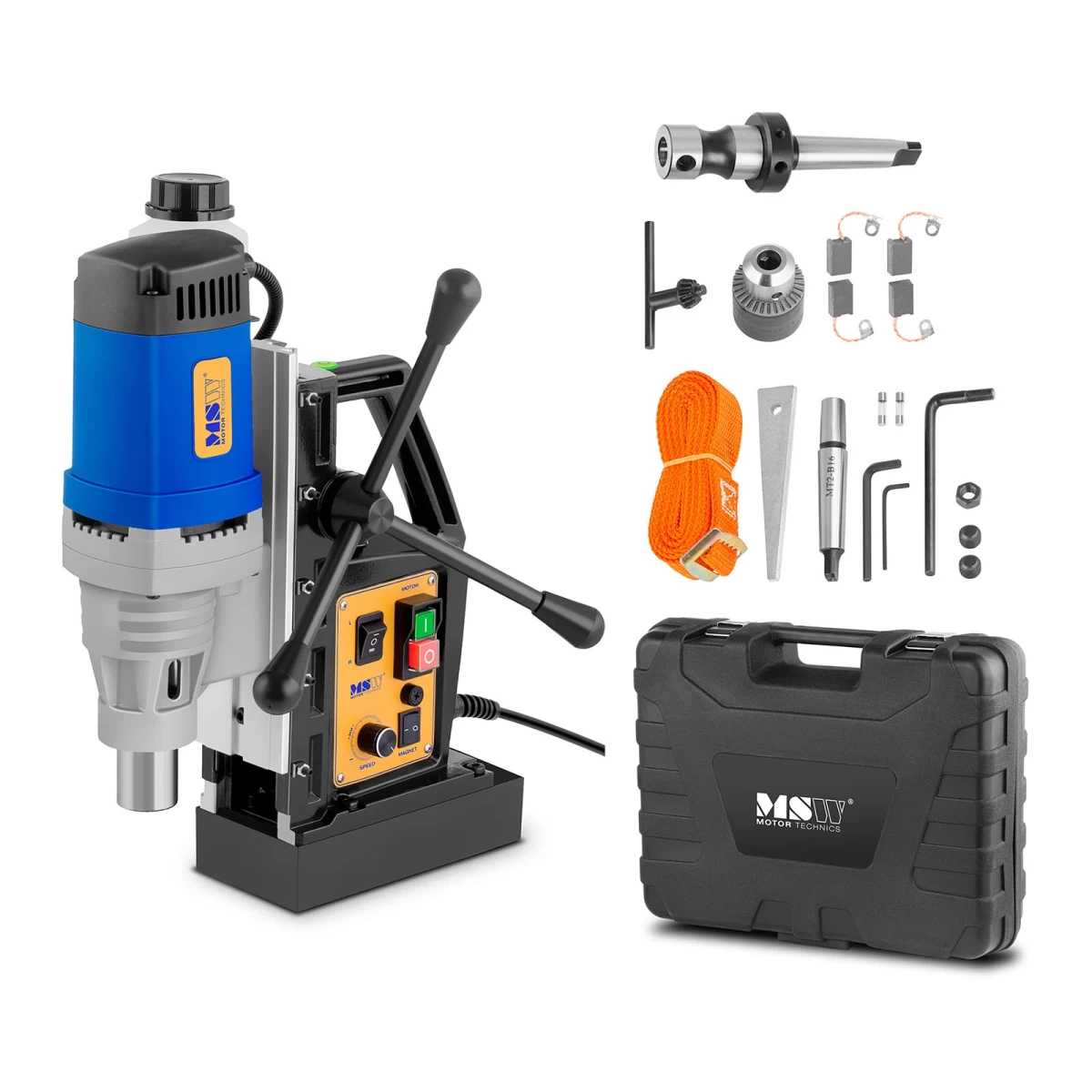 Magnetinio Gręžimo Staklės Su Magnetiniu Pagrindu + Dėklas 1680w Msw-md60-pro