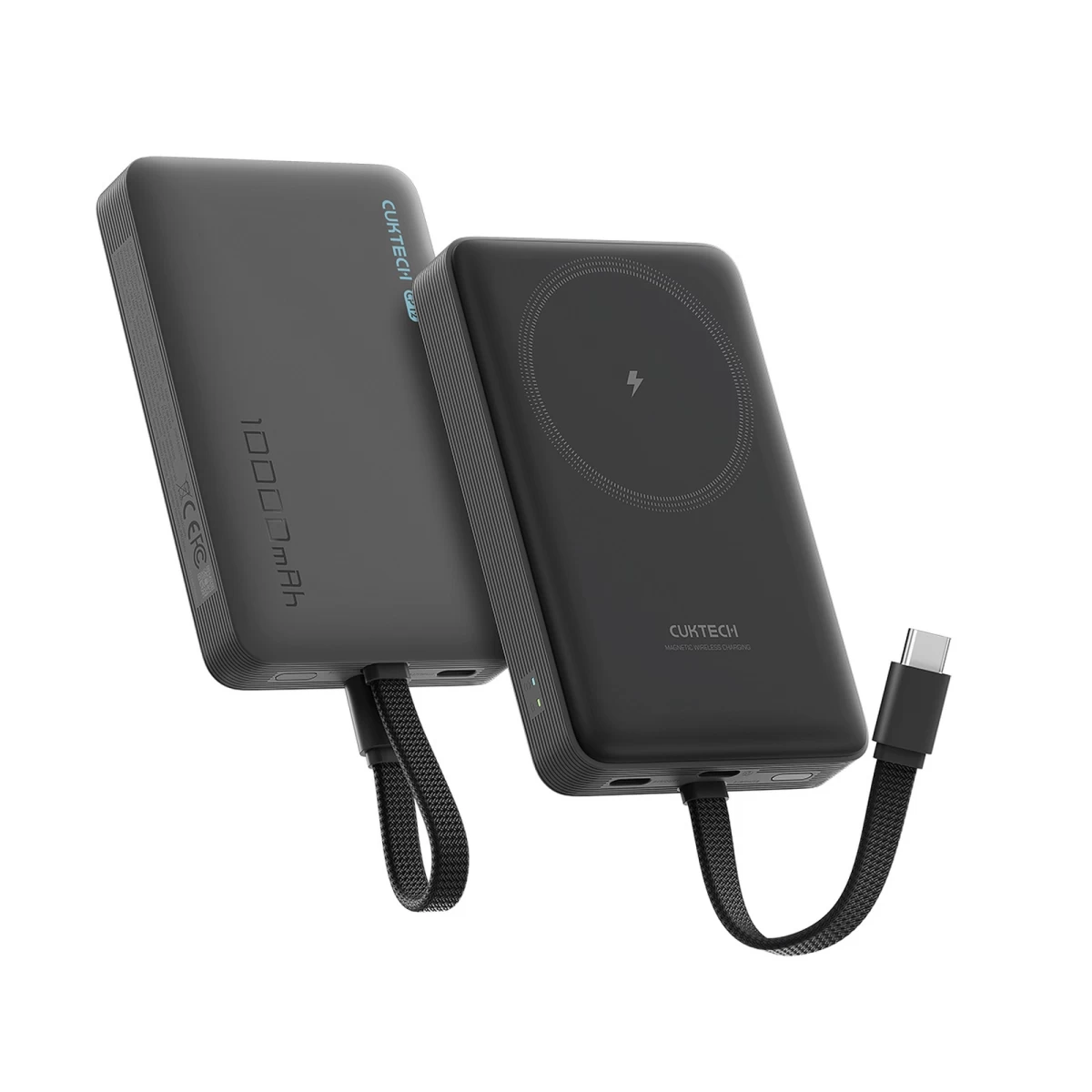 Magnetinis 10000 Mah Usb-c Maitinimo Blokas Su Integruotu Usb-c Kabeliu Magsafe - Juodas