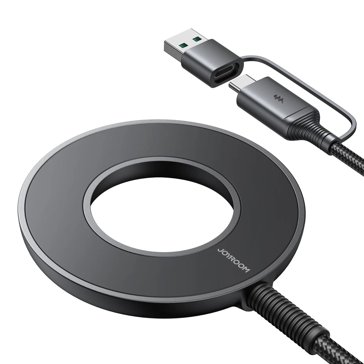 Magnetinis Belaidis įkroviklis 15 W Su Usb / Usb-c Kabeliu, Juodas
