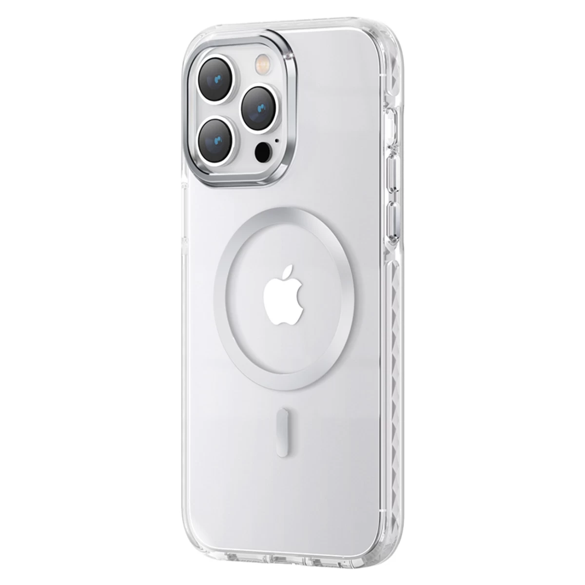 Magnetinis Dėklas Iphone 14 Magsafe Pqy Ice Crystal Series Sidabrinis