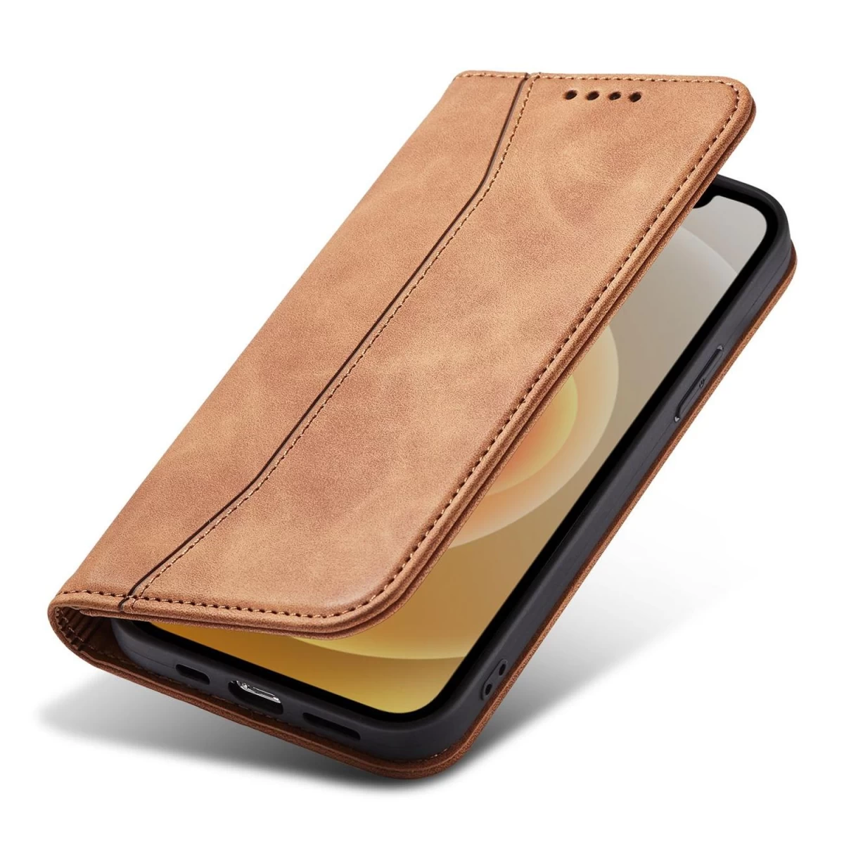 Magnetinis fancy Dėklas iphone 12 Pro Max Kortelių Laikiklis Rudos Spalvos