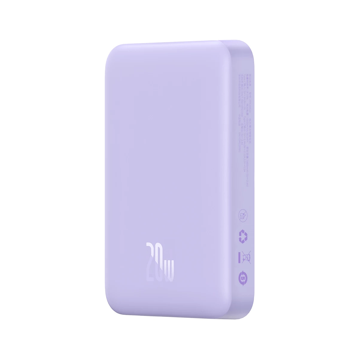 Magnetinis Indukcinis 10000 Mah 20 W Powerbankas + Usb-c Kabelis - Violetinis