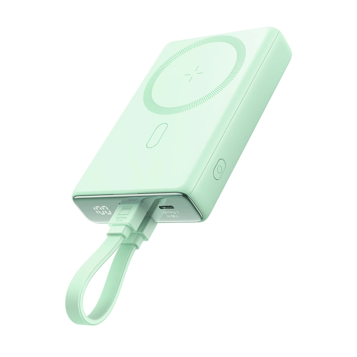 Magnetinis Maitinimo Blokas 10000mah 20w Su Lopšiu + lightning - Usb-c Laidas - žalias
