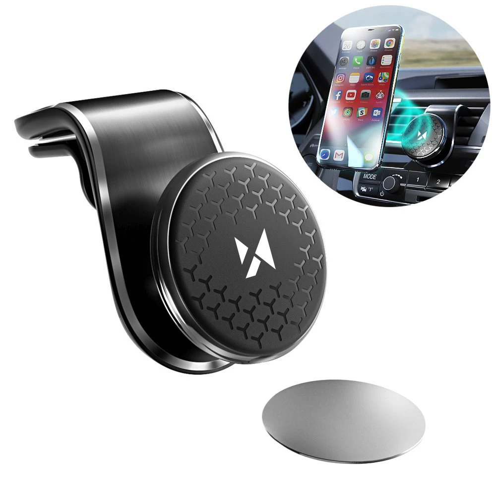 Magnetinis Telefono Laikiklis, Skirtas Automobilio Grotelėms, Pasukamas 360 Laipsnių, Juodas