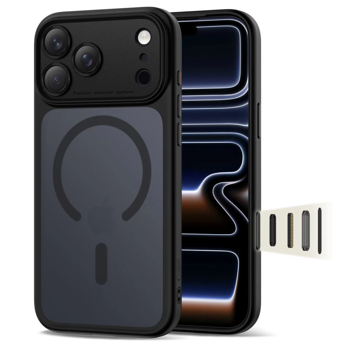 magpeak Magsafe Cc Apsauginis Dėklas iphone 17 Pro Max - Matinis Juodas