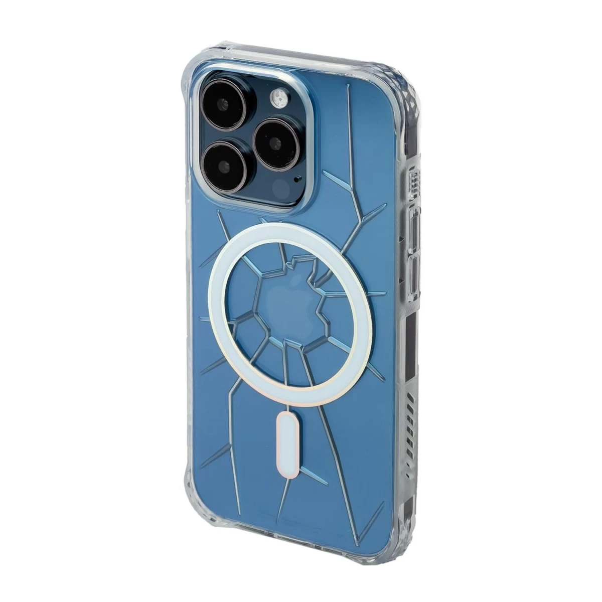 Magsafe Kingxbar Pqy Crack Series Silikoninis Dėklas Iphone 15 Pro - Skaidrus