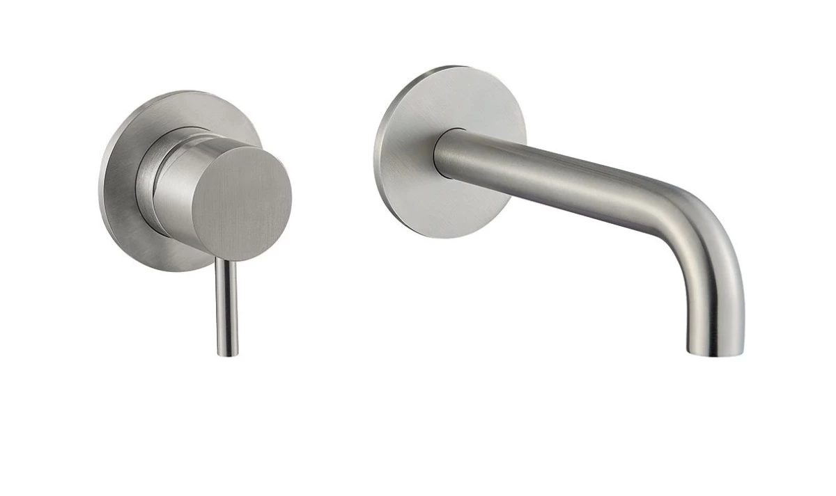 Maišytuvas praustuvui iš sienos Fiore XENON apvaliom plokštelėm, nerūdijančio plieno apdaila, 44AA7547