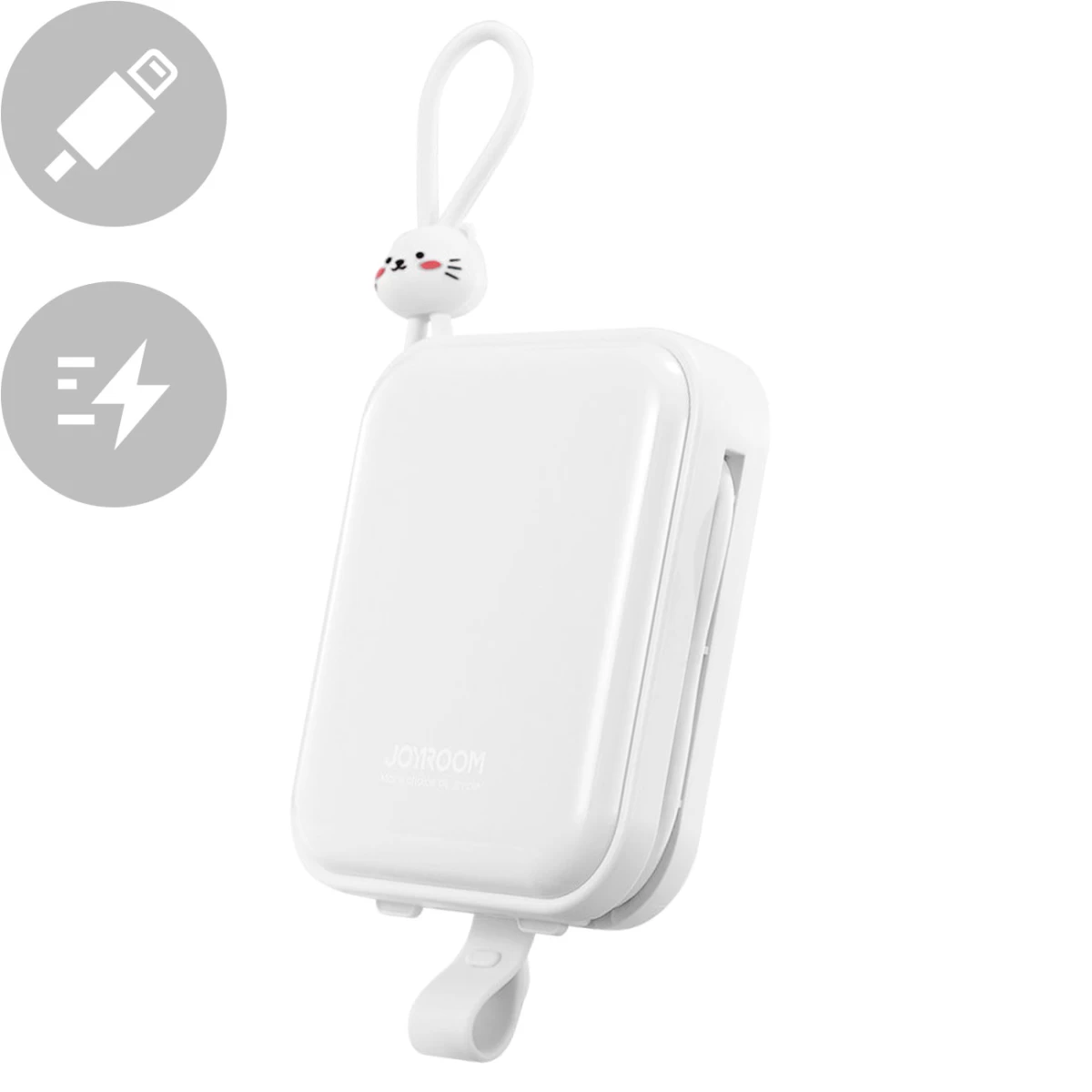 Maitinimo Baterija Su Usb-c Kabeliu Ir iphone Lightning Cutie Series 10000 Mah 22,5 W, Balta
