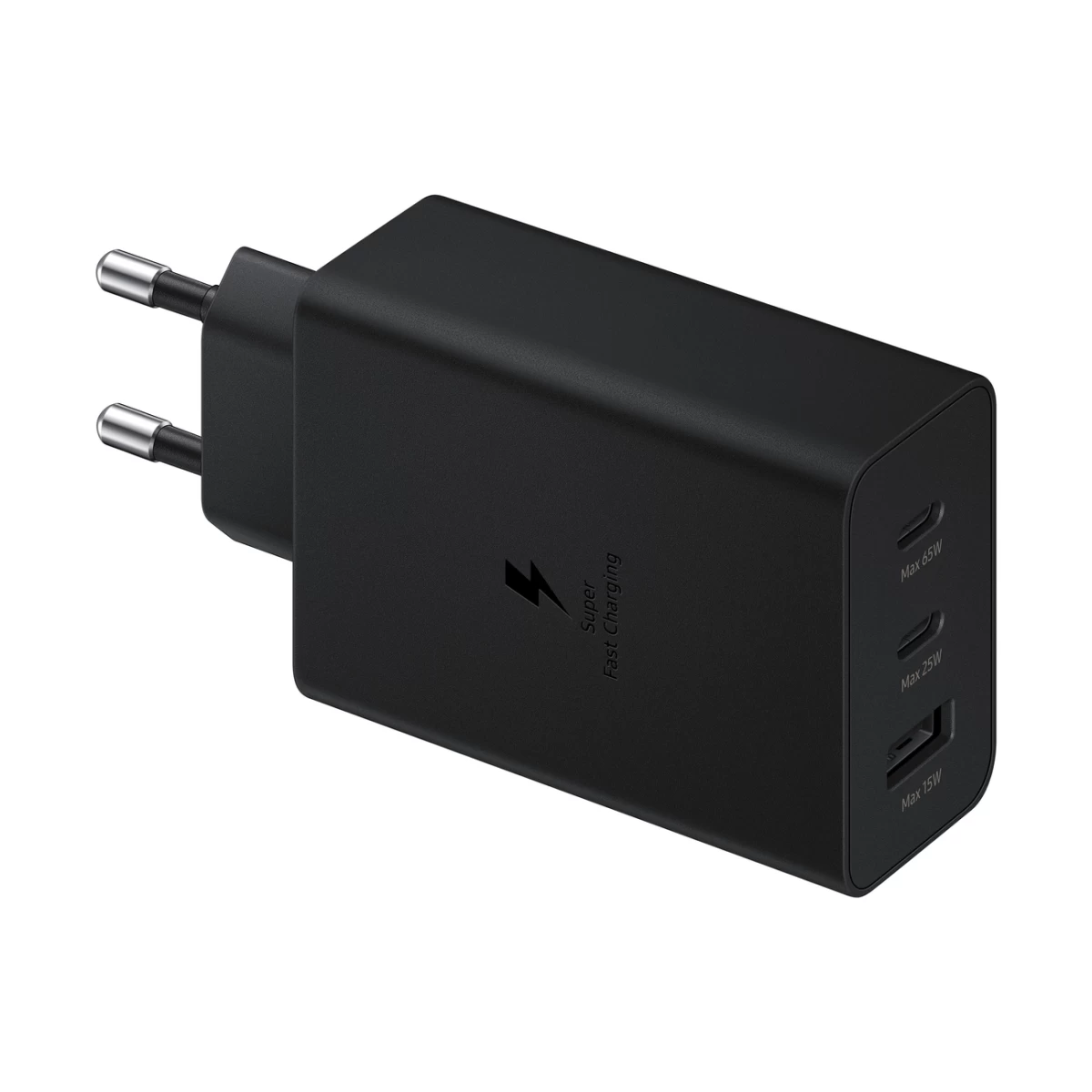 Maitinimo įkroviklis 2x Usb-c Ir 1x Usb Pps Pd 65w Qc 3.0 Afc Fcp Juodas