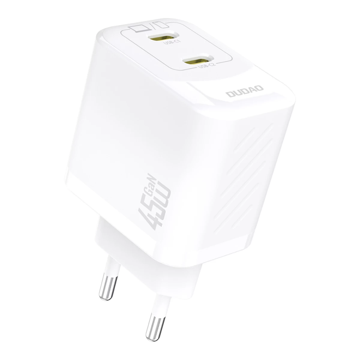 Maitinimo įkroviklis 2xusb-c Gan Pd 45w - Baltas