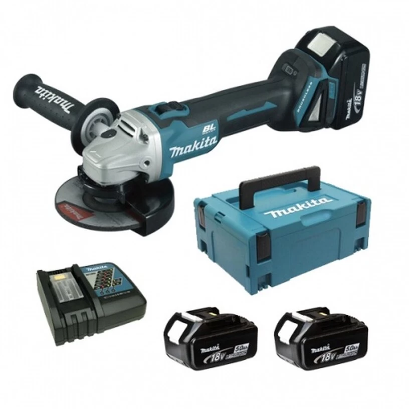 MAKITA kampinis šlifuoklis 18V 125mm 2 x 5.0Ah LI-ION, bešepetėlinis, DGA504RTJ MAKITA kampinis šlifuoklis 18V 125mm 2 x 5.0Ah LI-ION, bešepetėlinis, DGA504RTJ