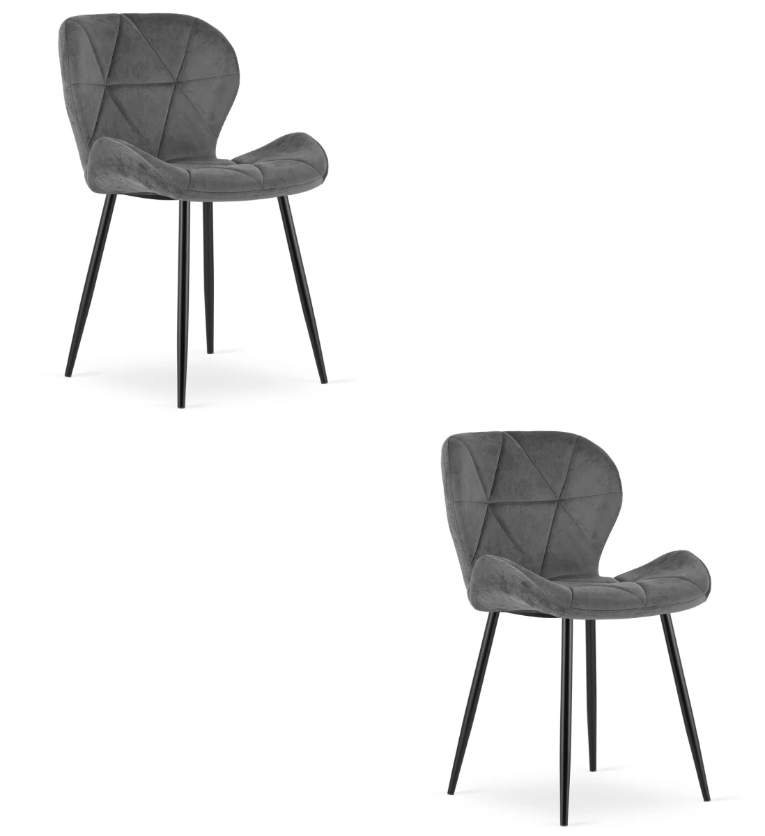 Mango Kėdė - Tamsiai Pilkas Aksomas / Juodos Kojos X 2