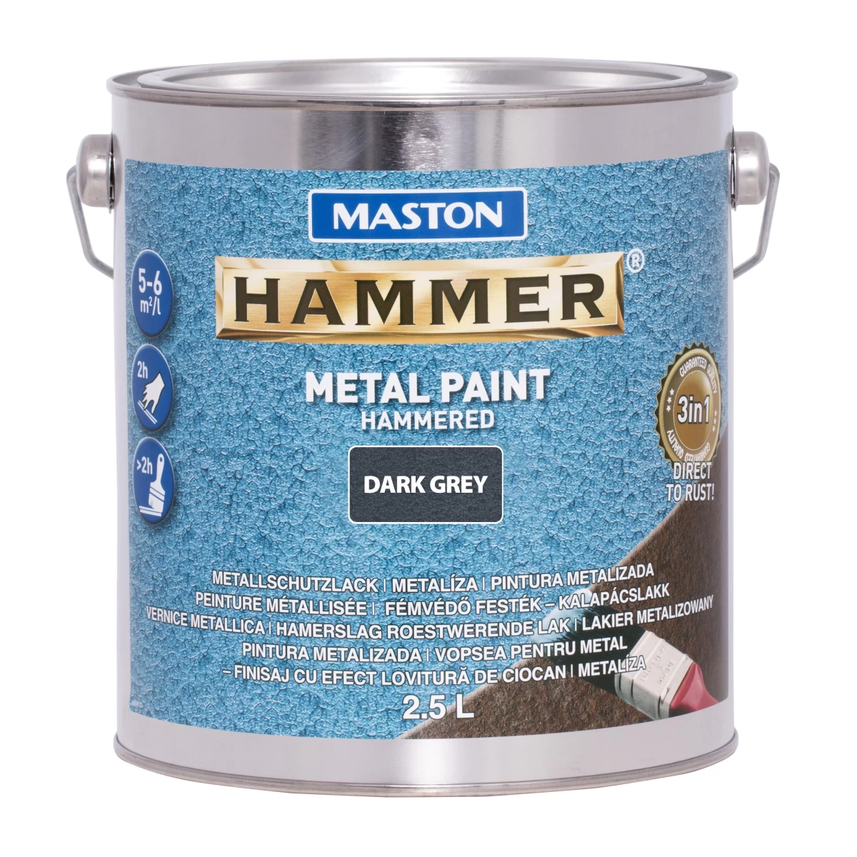 MASTON antikoroziniai dažai HAMMER HAMMERED Tamsiai pilka