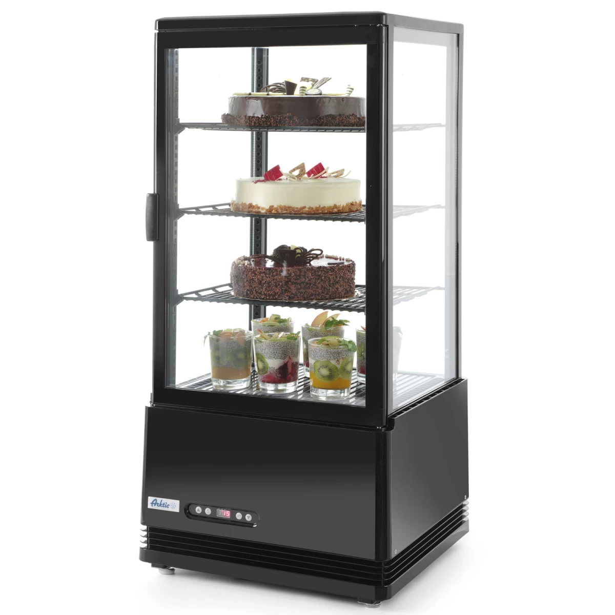 Matinio Stiklo Vitrina 78l, 3 Lentynos, Juoda Arktic Hendi 233658