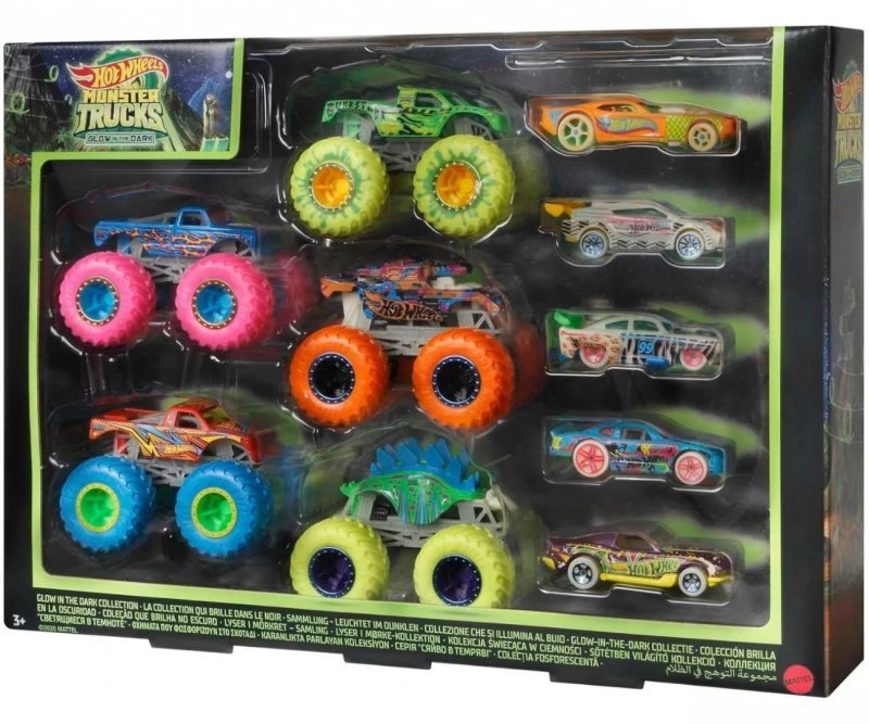 mattel Hcb57 hot Wheels Monster Trucks Tamsoje šviečiančių Sunkvežimių Rinkinys