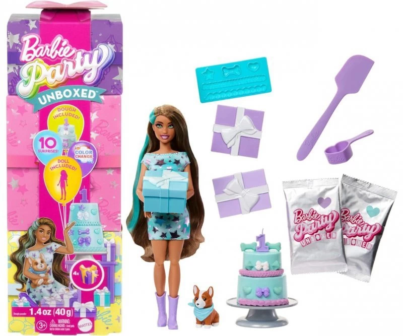 Mattel Jfg72 Barbie Party Unboxed Reveal - 10 Netikėtų Lėlių Rinkinys