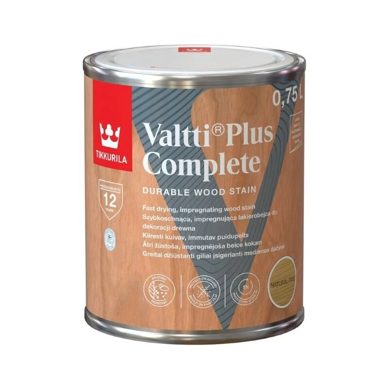 Medienos imgrenantas TIKKURILA Valtti Plus Complete, 0,75l pušies sp. Medienos imgrenantas TIKKURILA Valtti Plus Complete, 0,75l pušies sp.