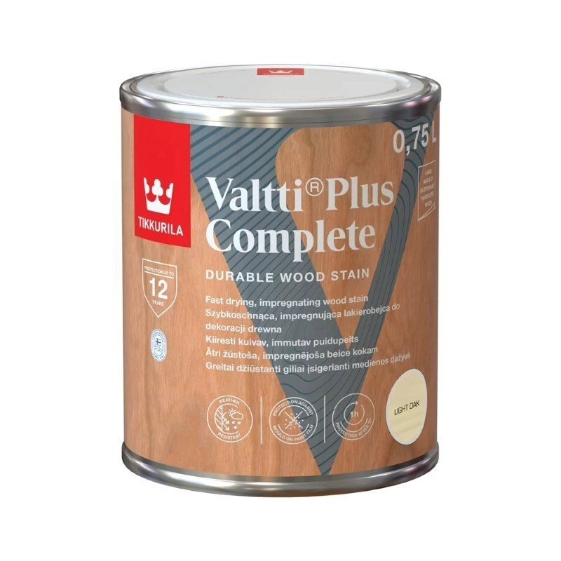 Medienos impregnantas TIKKURILA Valtti Plus Complete, 0,75l šviesi ąžuolo sp. Medienos impregnantas TIKKURILA Valtti Plus Complete, 0,75l šviesi ąžuolo sp.