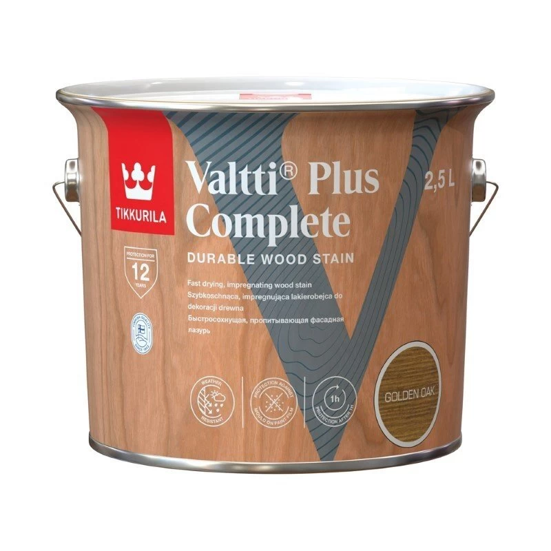 Medienos impregnantas TIKKURILA Valtti Plus Complete, 2,5l ąžuolo sp. Medienos impregnantas TIKKURILA Valtti Plus Complete, 2,5l ąžuolo sp.