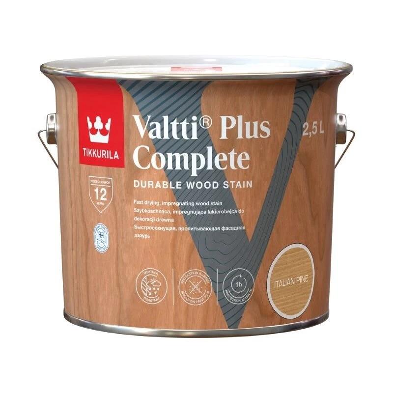Medienos impregnantas TIKKURILA Valtti Plus Complete, 2,5l italinės pušies sp. Medienos impregnantas TIKKURILA Valtti Plus Complete, 2,5l italinės pušies sp.
