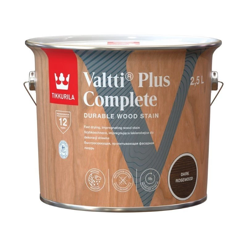 Medienos impregnantas TIKKURILA Valtti Plus Complete, 2,5l tamsiai ruda sp. Medienos impregnantas TIKKURILA Valtti Plus Complete, 2,5l tamsiai ruda sp.