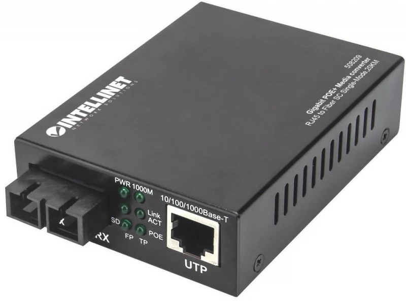 Medijos Keitiklis Gigabit Poe+ 1000base-t Rj45/1000base-lx (sc) Sm 20km